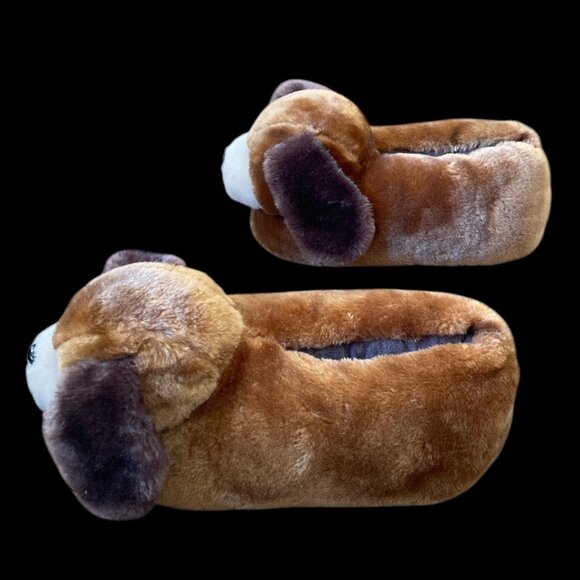Vintage Fluffy Dog Face Plush Slippers With Ears & Non-Slip Sole Ladies 9/10 - Picture 5 of 8